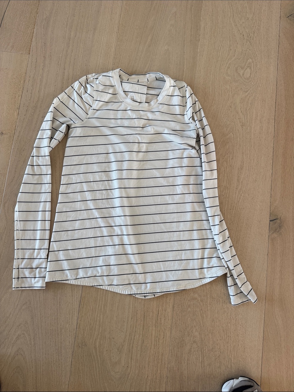 lululemon athletica White Long Sleeve Tee with Black Stripes
